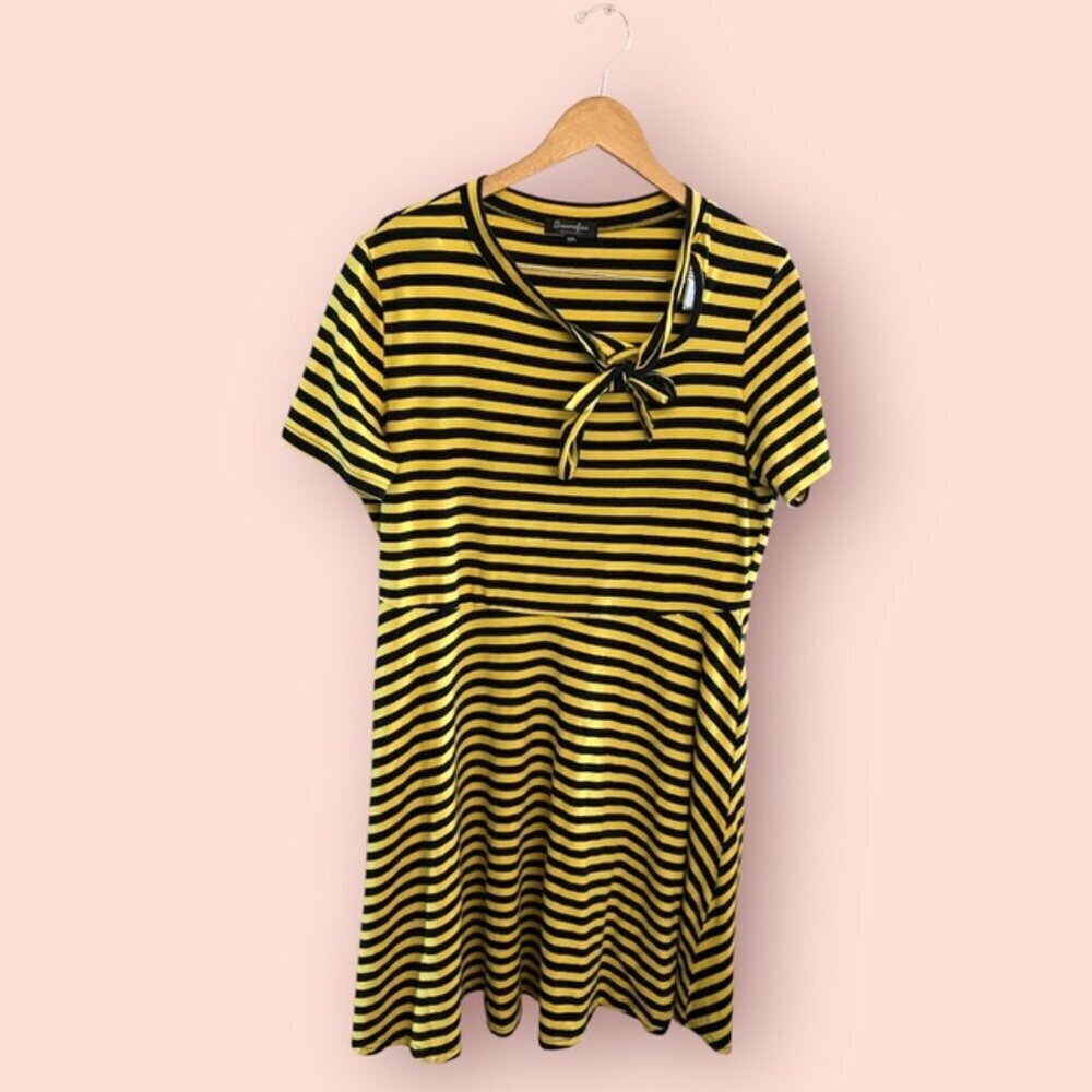 🍦Striped Retro Dress with Tie